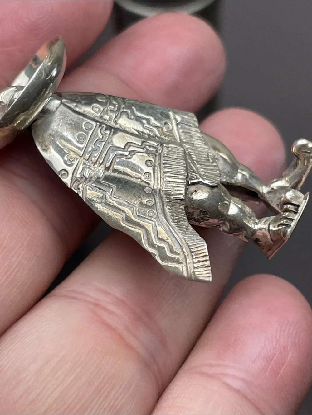 Silver 925 Mexican Man with Poncho Figurine Brooch